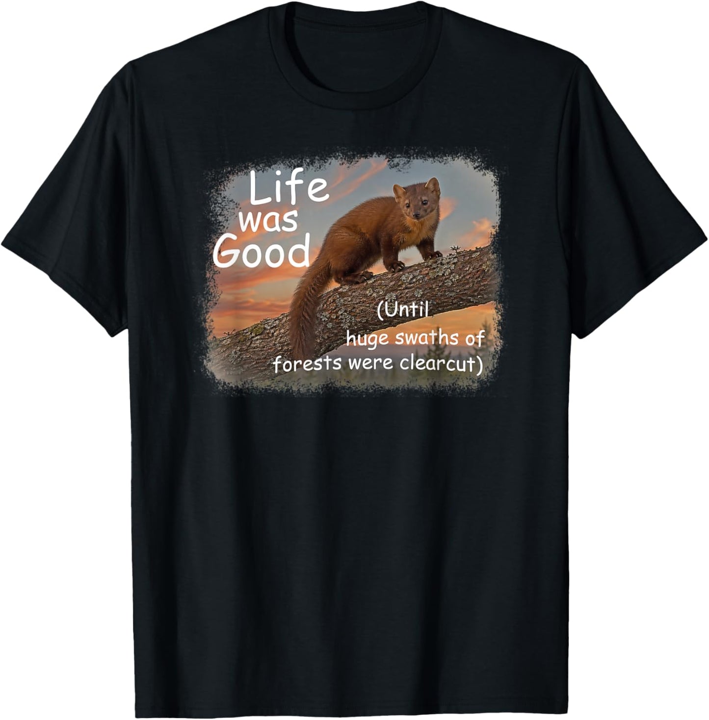Life was Good (LWG) Series. Pine (American) Marten. T-Shirt - T-Shirt | Black