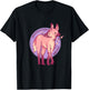 Cute Pink Maned Wolf Fox Dog Cherry Blossom Flowers T-Shirt - T-Shirt | Black