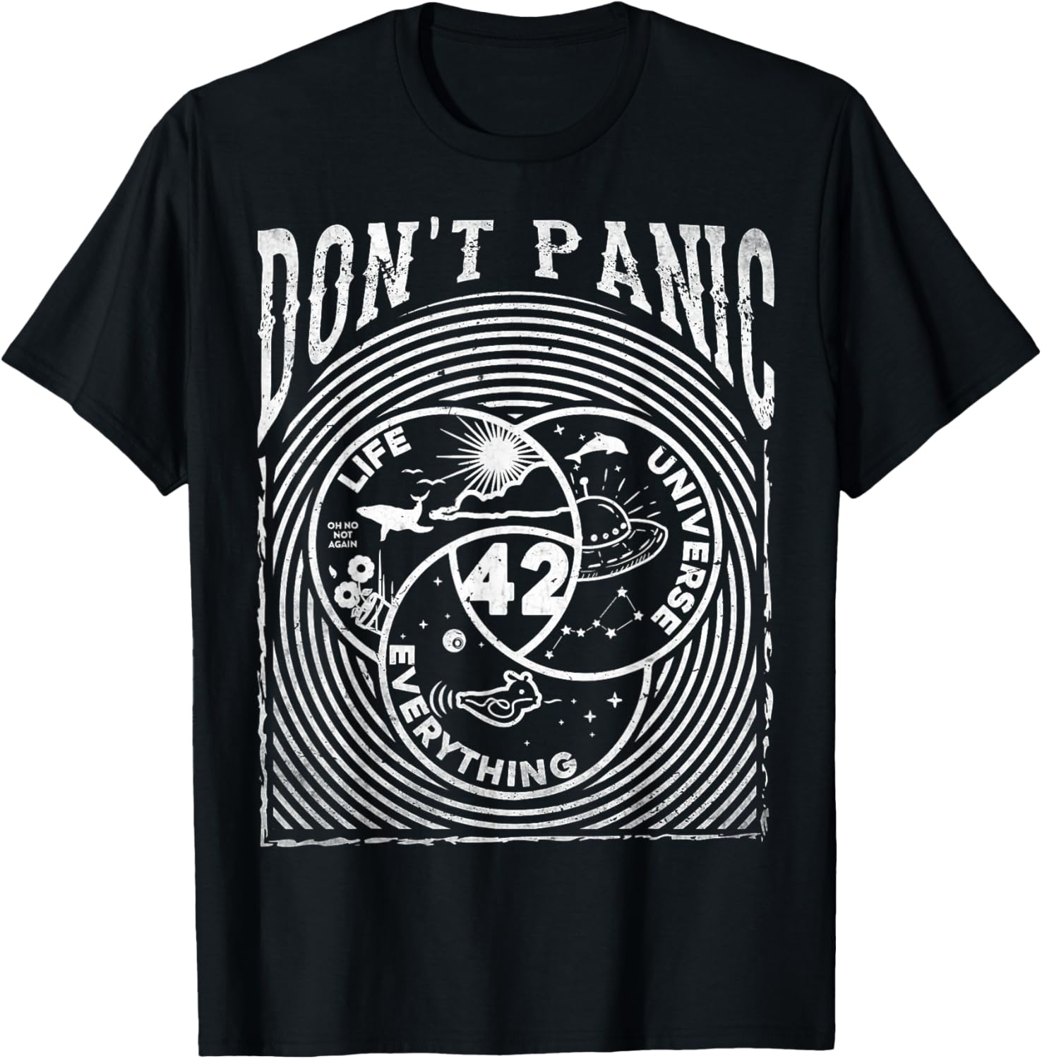 Venn Diagram Life The Universe And Everything Don't Panic 42 T-Shirt - T-Shirt | Black