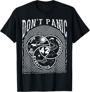 Venn Diagram Life The Universe And Everything Don't Panic 42 T-Shirt - T-Shirt | Black