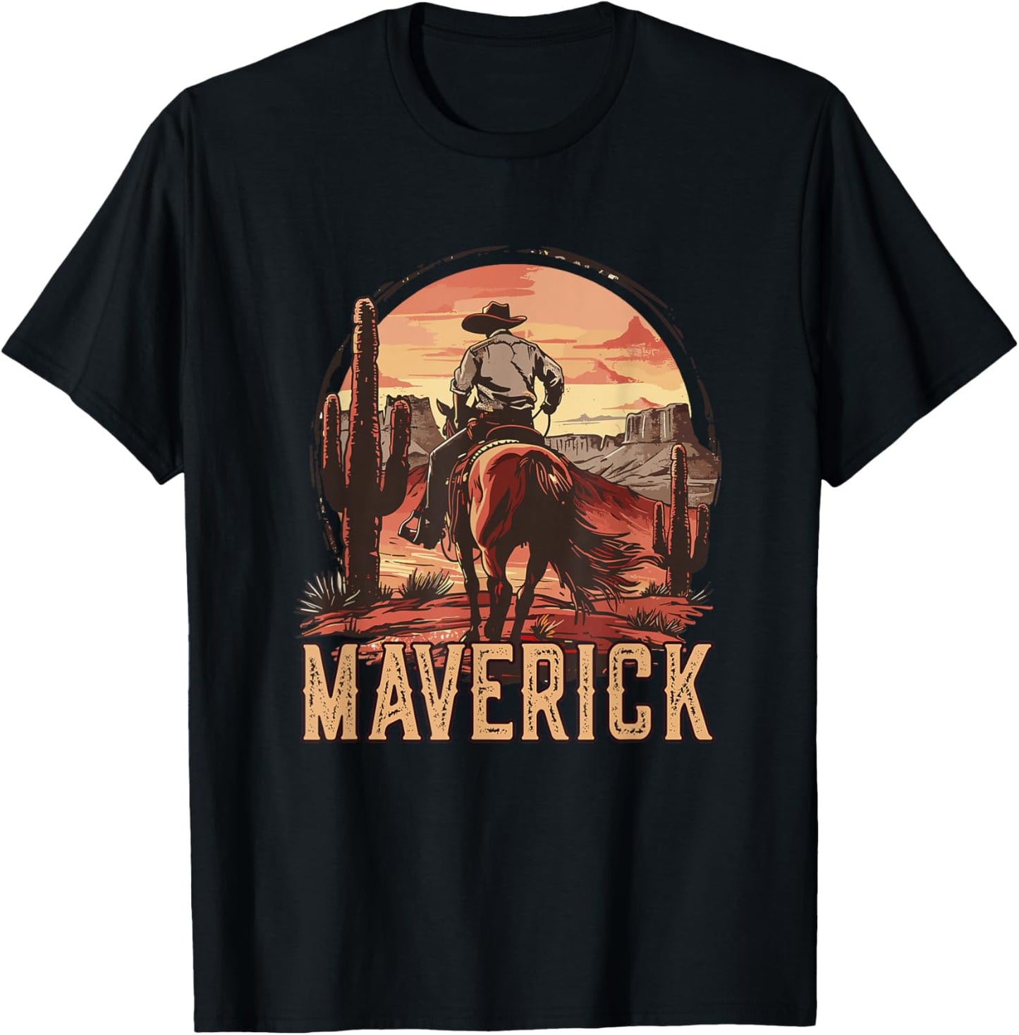 Maverick Western Country Cowboy Kids Toddler Boys T-Shirt - T-Shirt | Black
