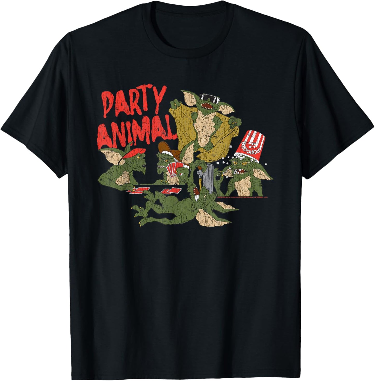 Gremlins Party Animal Vintage Illustration Funny 80's Movie T-Shirt - T-Shirt | Black