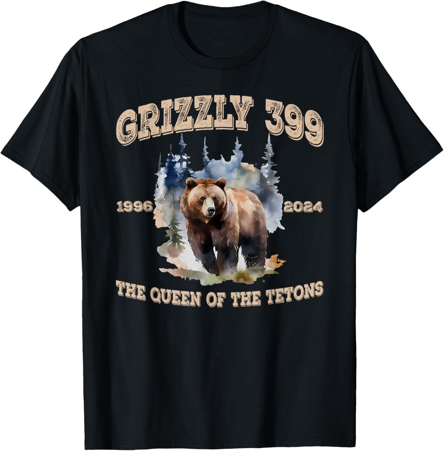 Queen Of The Tetons Grizzly 399 Bear National Park 1996-2024 T-Shirt - T-Shirt | Black