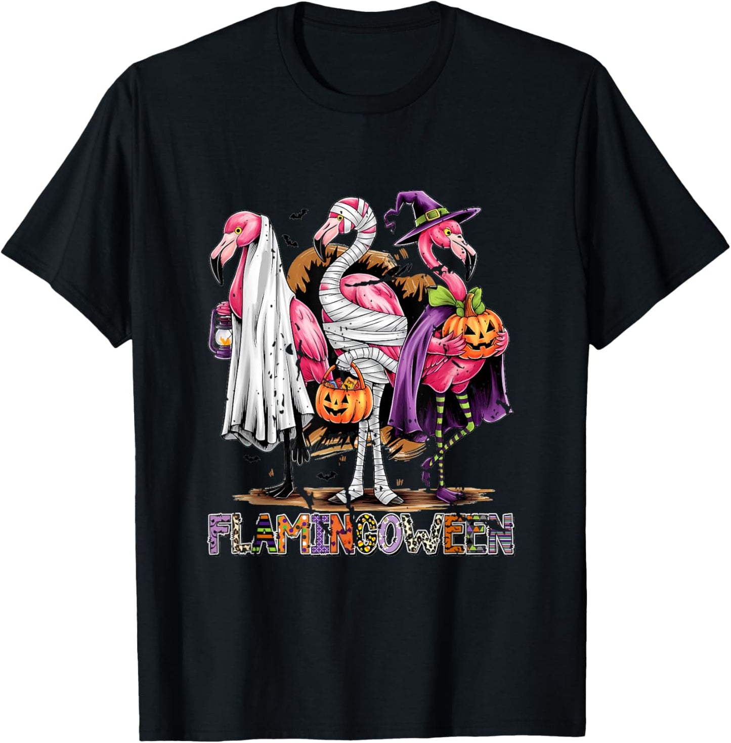Halloween Flamingoween Ween Spooky Flamingo T-Shirt - T-Shirt | Black