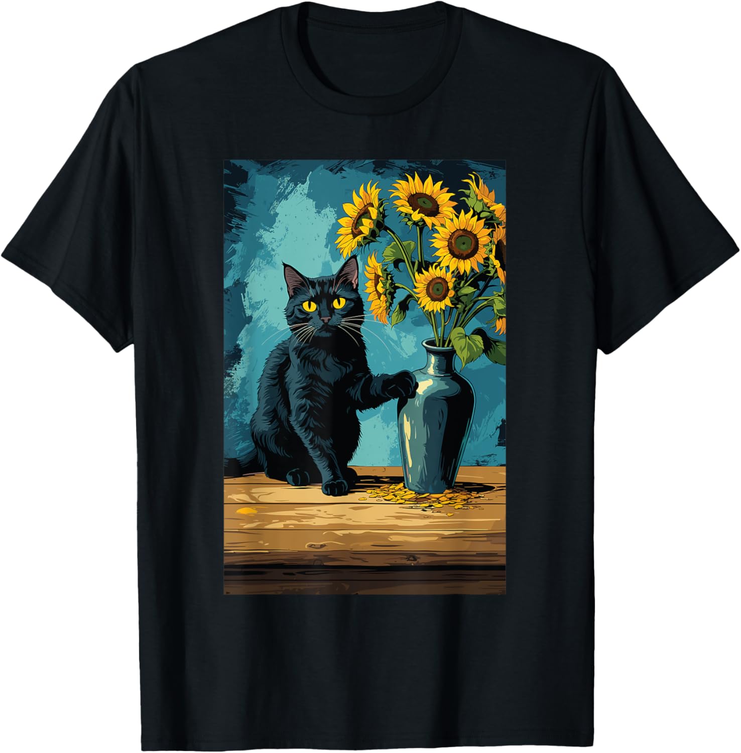 Cat with a flower vase Women T-Shirt - T-Shirt | Black