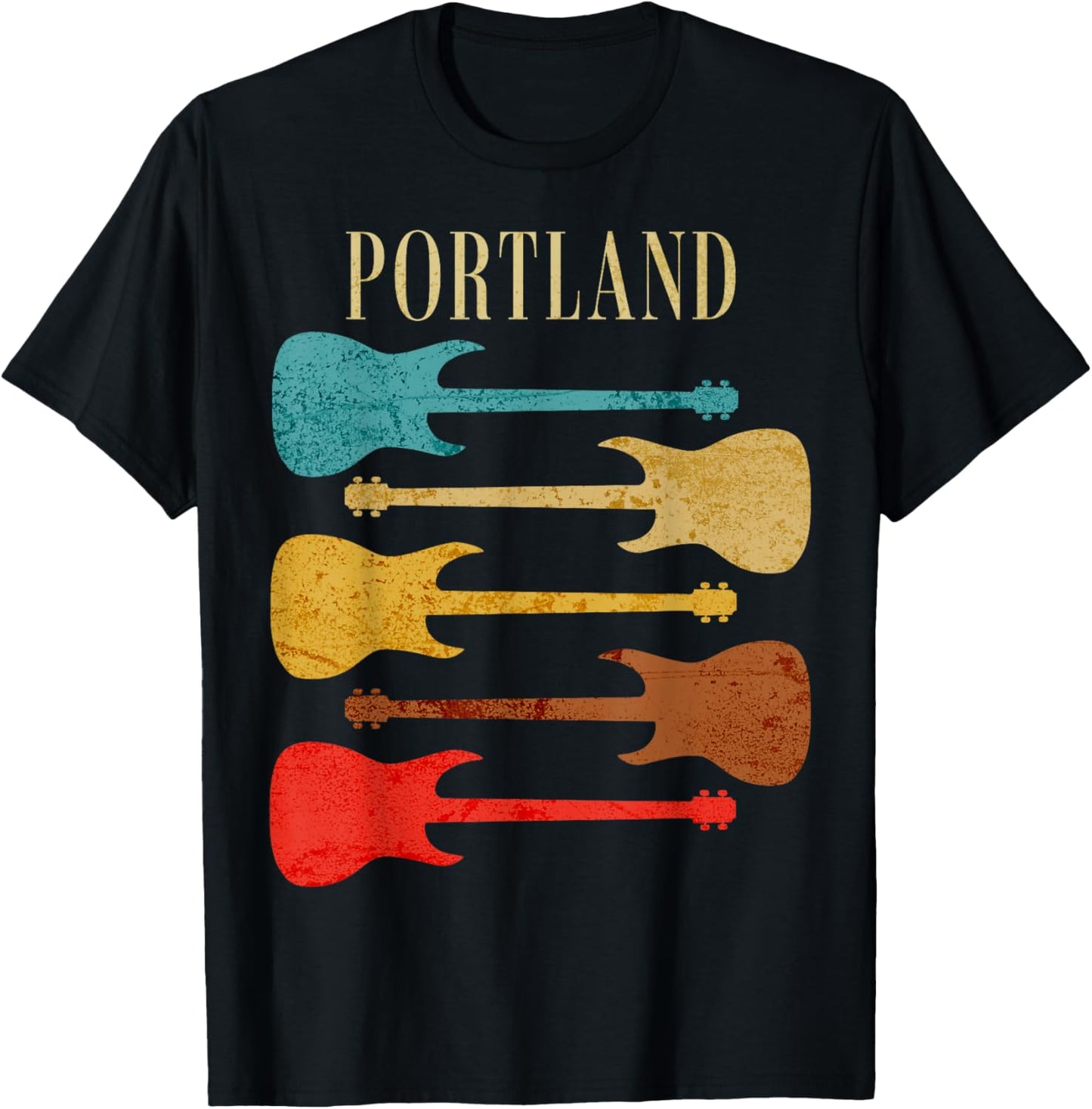 Portland Concert Rock Music Festival Guitars Oregon T-Shirt - T-Shirt | Black