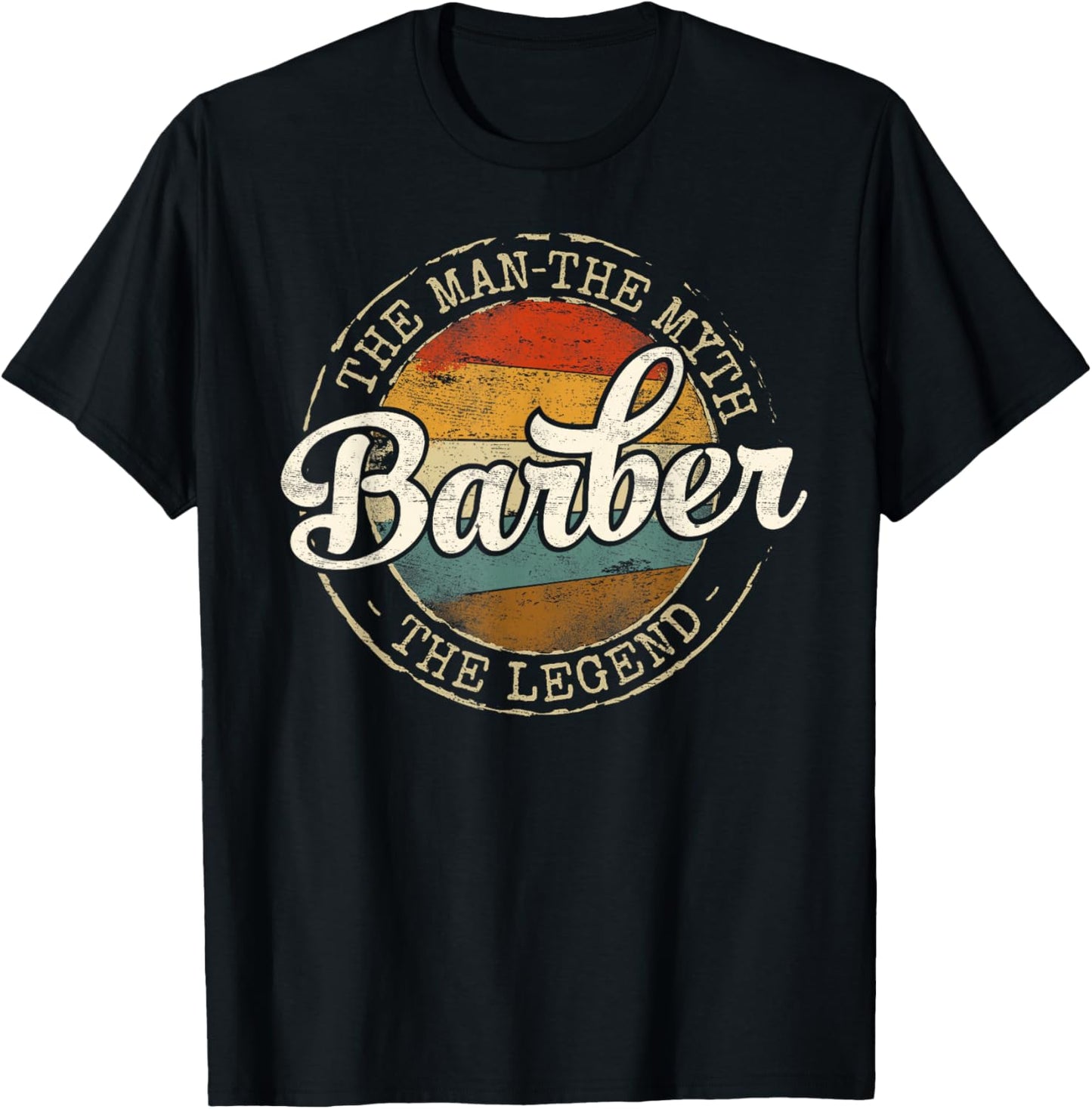 Barber The Man The Myth The Legend Vintage Stamp Barbering T-Shirt - T-Shirt | Black