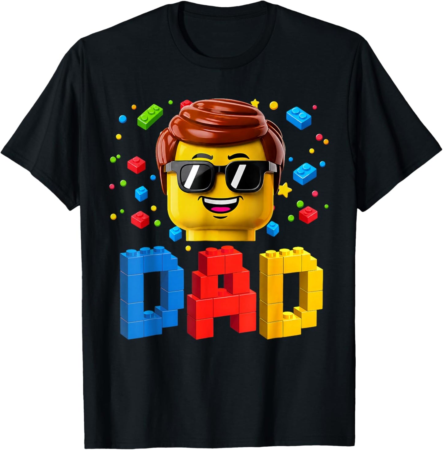 Dad Master Builder Building Bricks Blocks Family Fathers Day T-Shirt - T-Shirt | Black