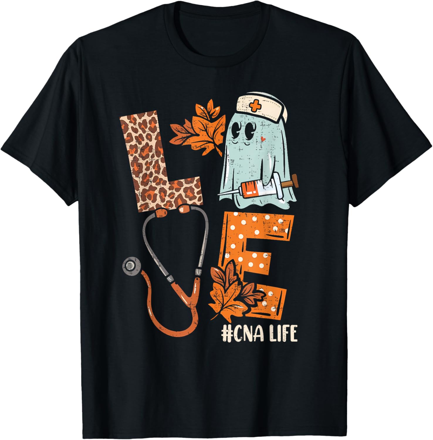 Halloween nurse assistant shirts LOVE CNA life Stethoscope T-Shirt - T-Shirt | Black