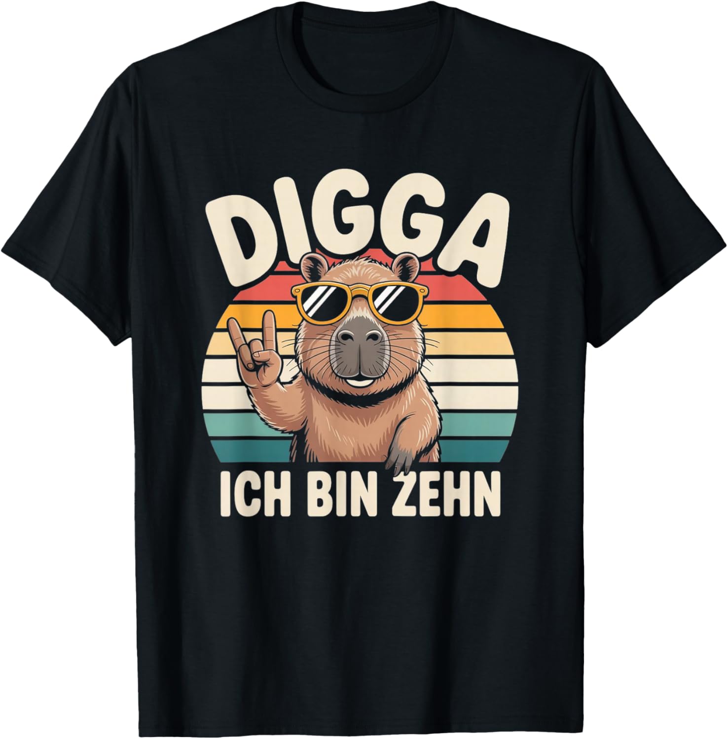 Digga Ich Bin Zehn 10 Geburtstag Junge Capybara T-Shirt - T-Shirt | Black