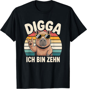 Digga Ich Bin Zehn 10 Geburtstag Junge Capybara T-Shirt - T-Shirt | Black