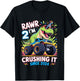 Kids 2nd Birthday Monster Truck Dinosaur Since 2024 Rawr I'm 2 T-Shirt - T-Shirt | Black