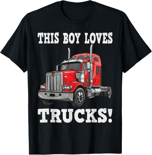 This Boy Loves Trucks T-Shirt - T-Shirt | Black