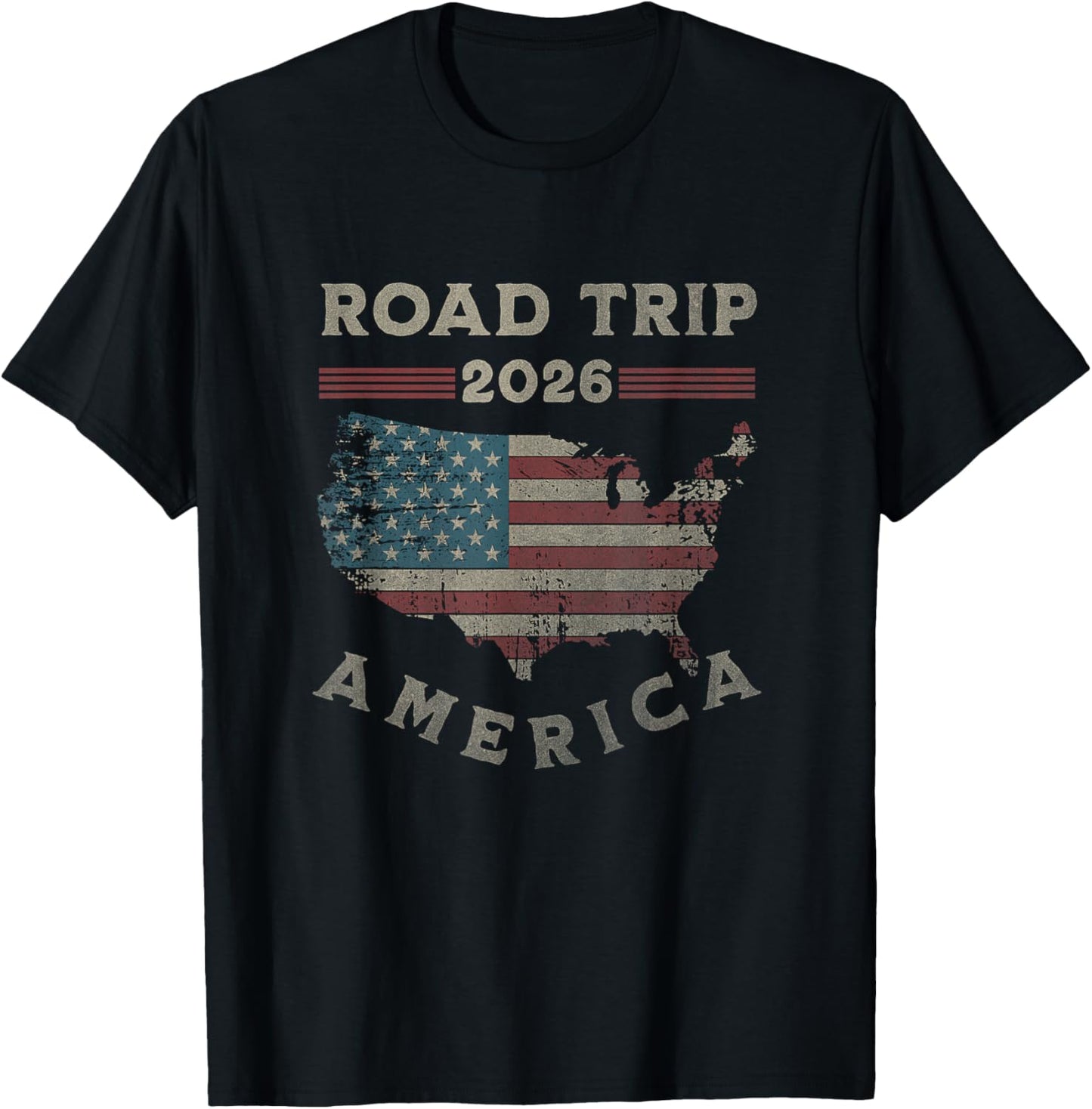 USA Road Trip 2026 America T-Shirt - T-Shirt | Black