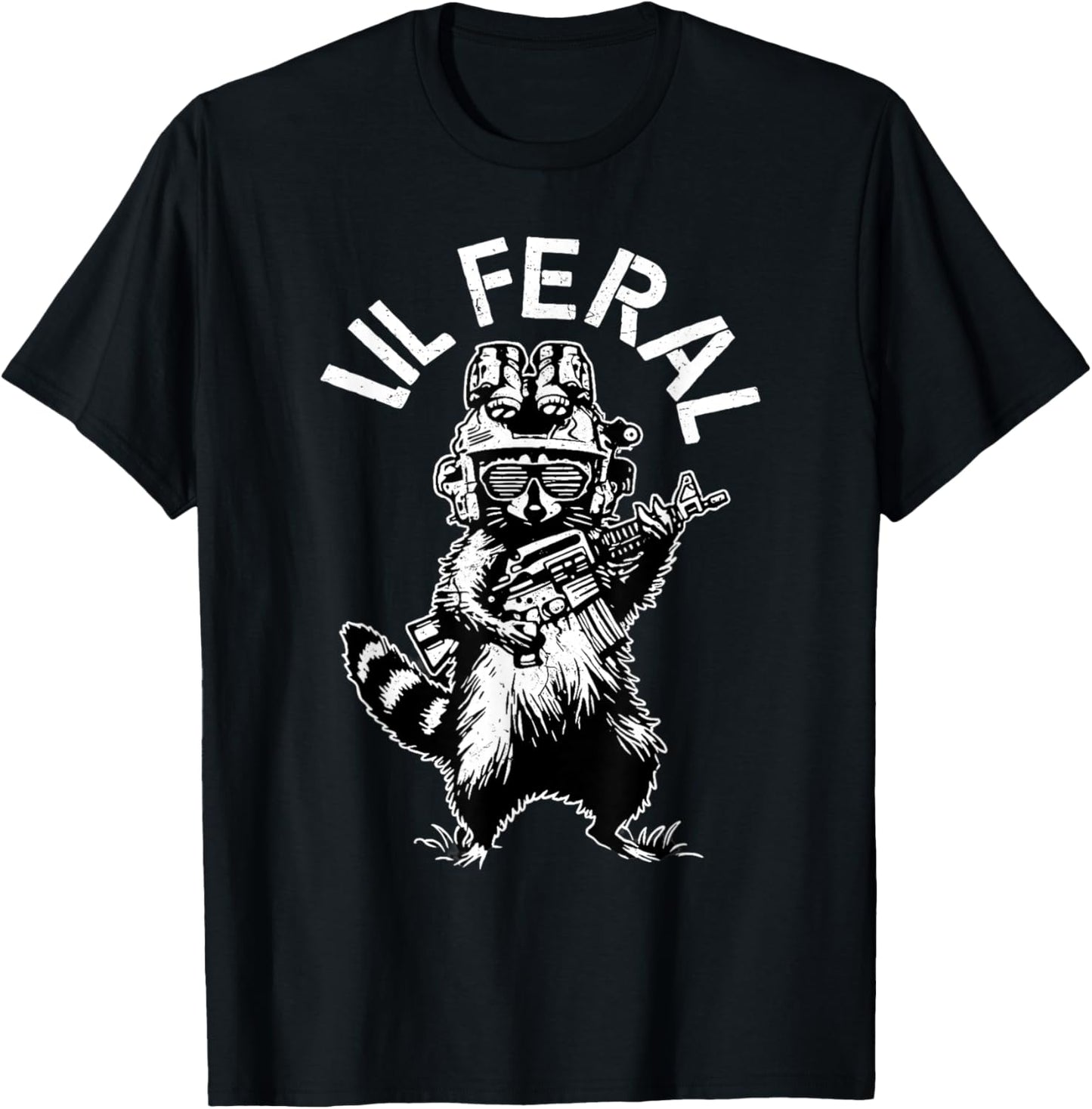 Lil Feral Raccoon Shirt for Kids Funny Raccoon Lover T-Shirt - T-Shirt | Black