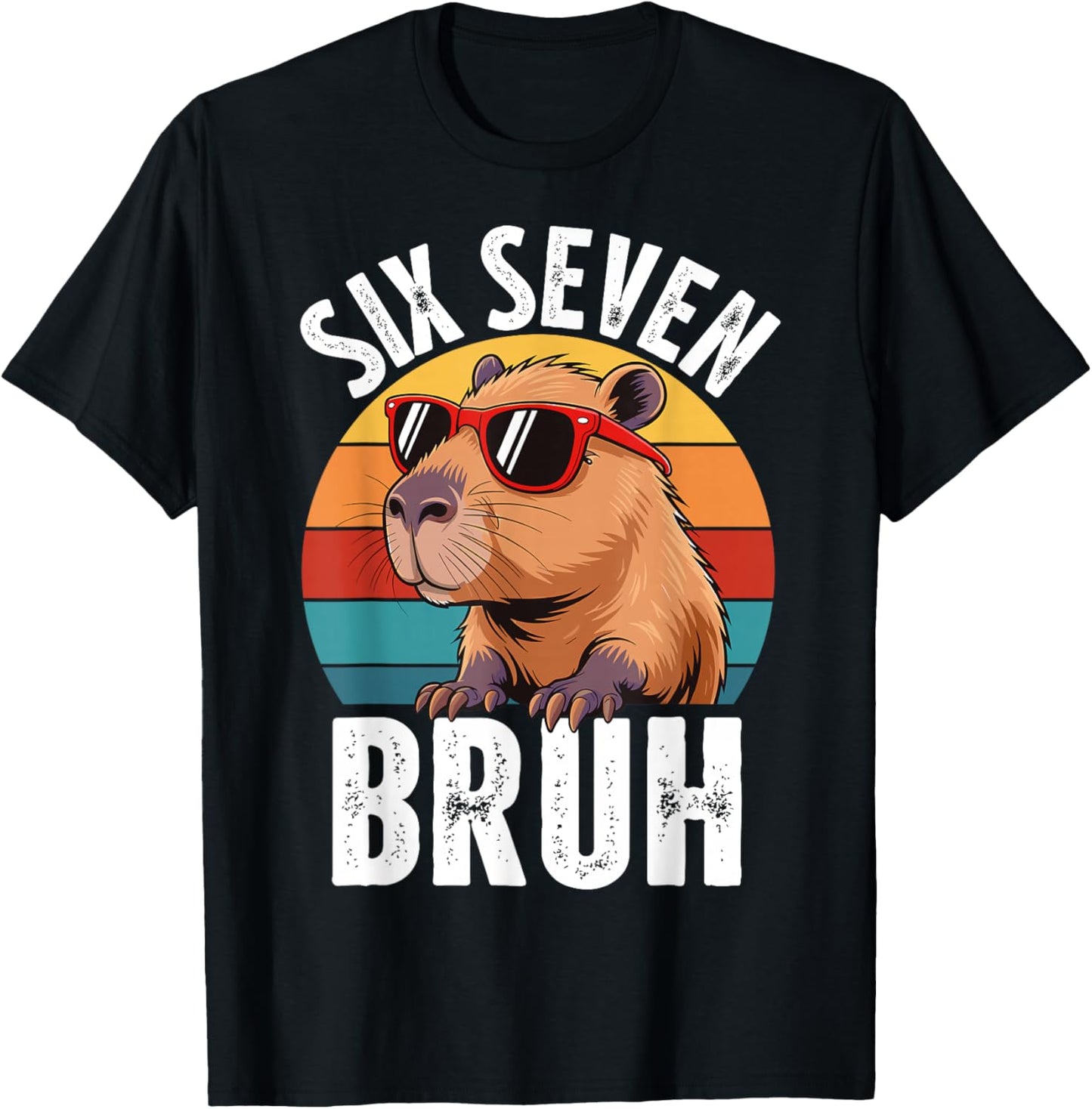 Six Seven Bruh 67 Meme Funny Cute Capybara for Kids Boys T-Shirt - T-Shirt | Black