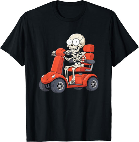 Skeleton On A Mobility Scooter Accessories Funny T-Shirt - T-Shirt | Black