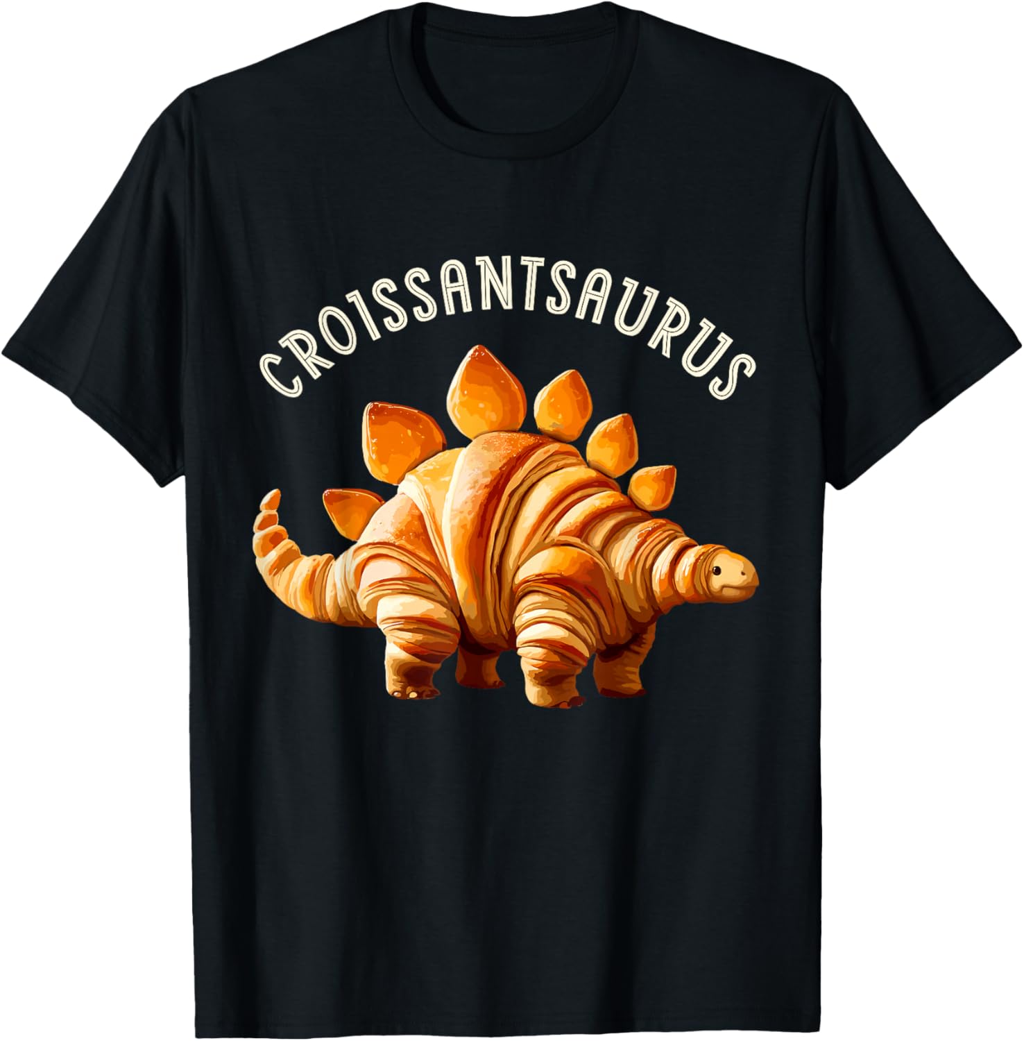 Dinosaur Croissant Bakery Lovers Men Women Boys Girls Kids T-Shirt - T-Shirt | Black