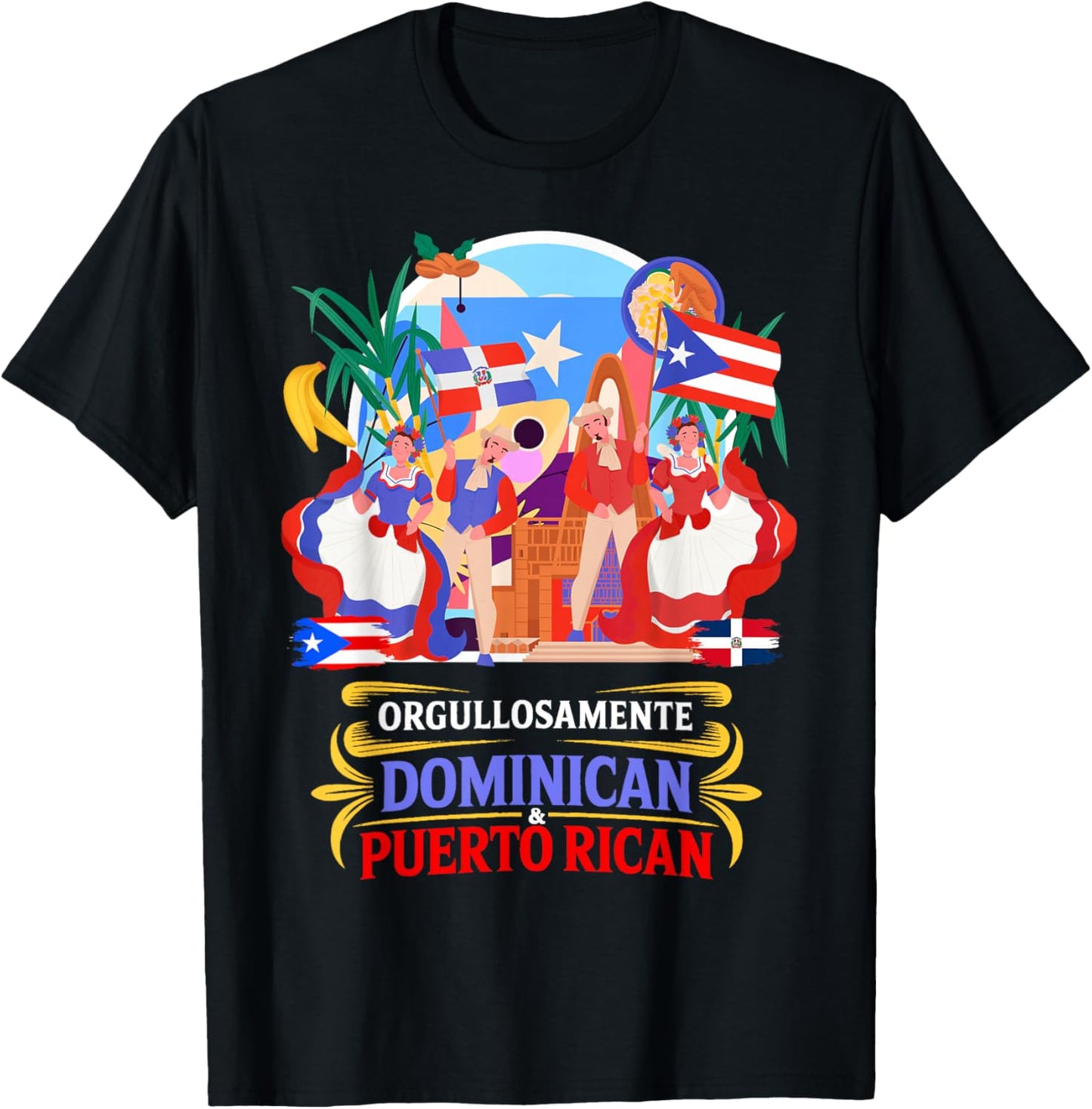 Dominican & Puerto Rican Idea for Kids Hispanic Heritage T-Shirt - T-Shirt | Black