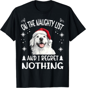 Cute Great Pyrenees Dog Christmas On The Naughty List and I T-Shirt - T-Shirt | Black