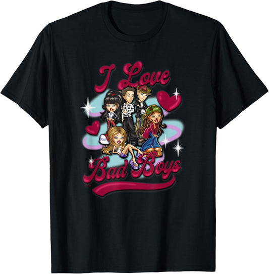Bratz I Love Bad Boys Valentine's Day Airbrush T-Shirt - T-Shirt | Black