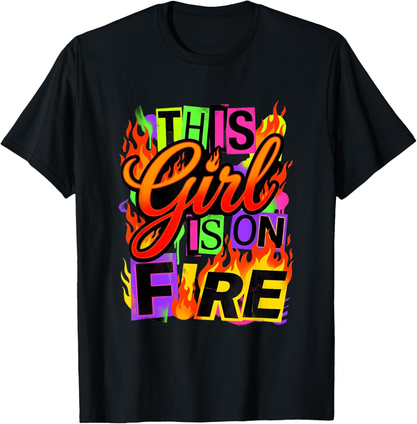 This Girl is On Fire Empowered Women Strong Confident Design T-Shirt - T-Shirt | Black