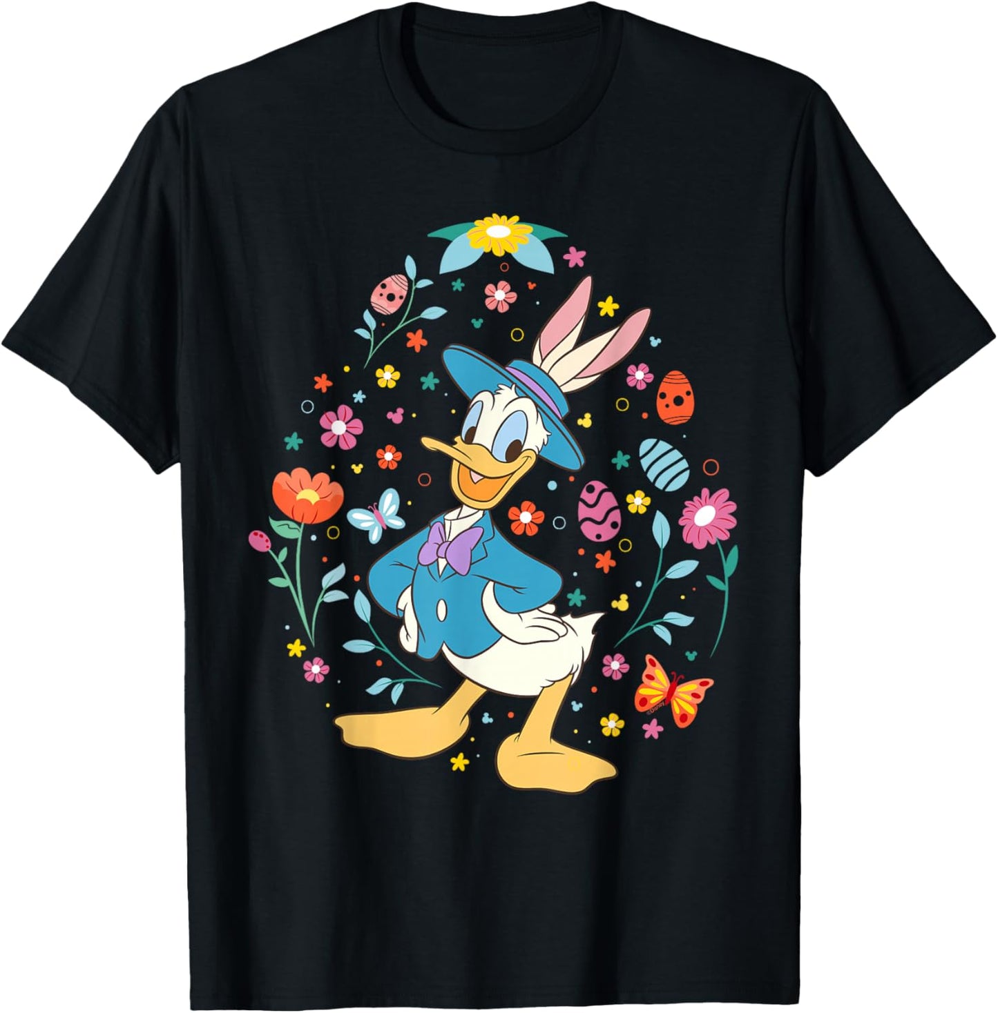 Disney Donald Duck with Bunny Ears and Easter Egg Spring T-Shirt - T-Shirt | Black