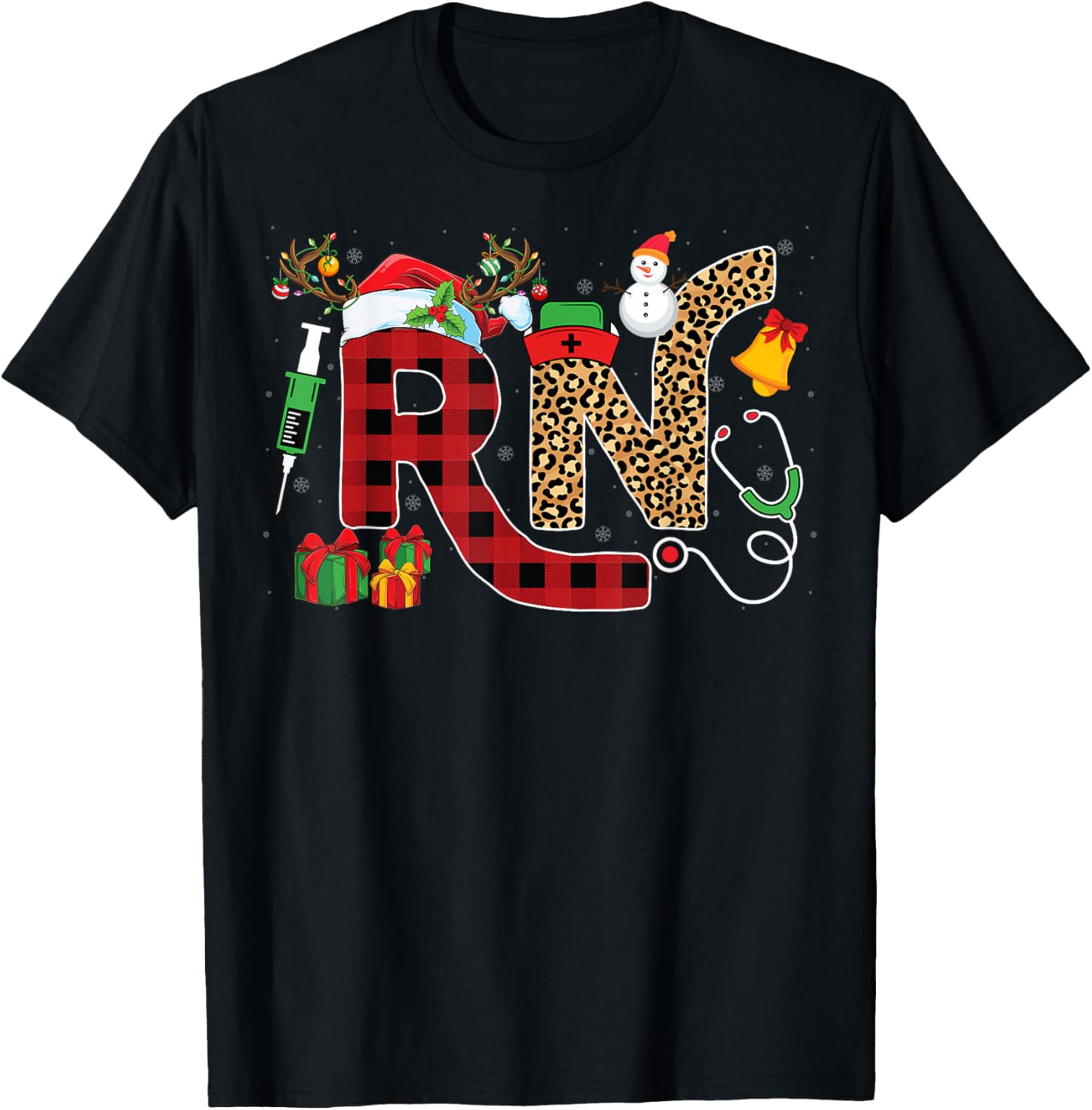Registered Nurse Santa Hat Xmas Party RN Nursing Christmas T-Shirt - T-Shirt | Black