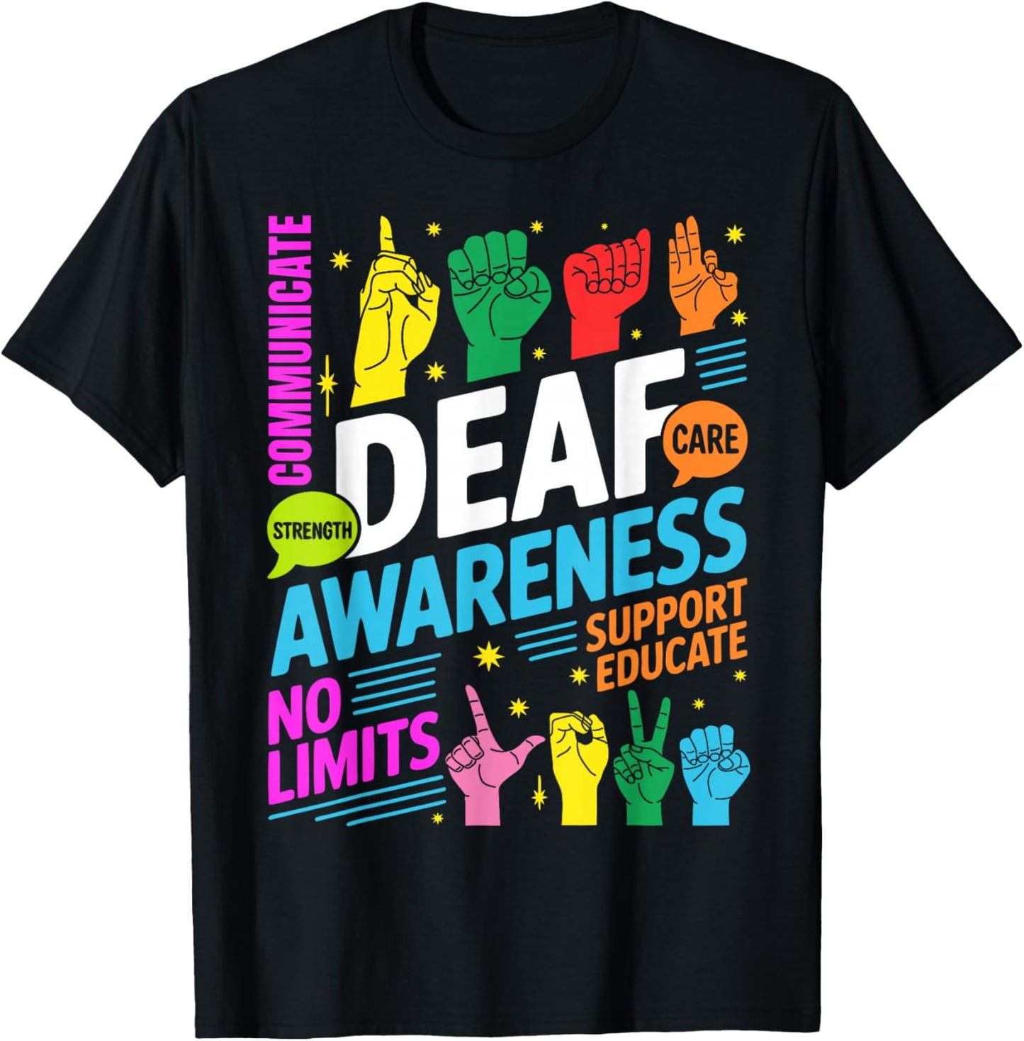 Deaf Awareness Sign Language Interpreter ASL Interpreter T-Shirt - T-Shirt | Black