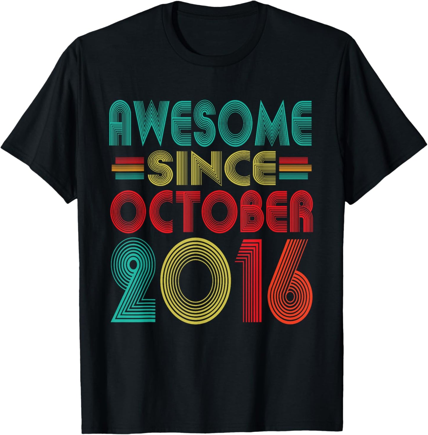 Awesome Since October 2016 Years 9th Birthday Funny Vintage T-Shirt - T-Shirt | Black