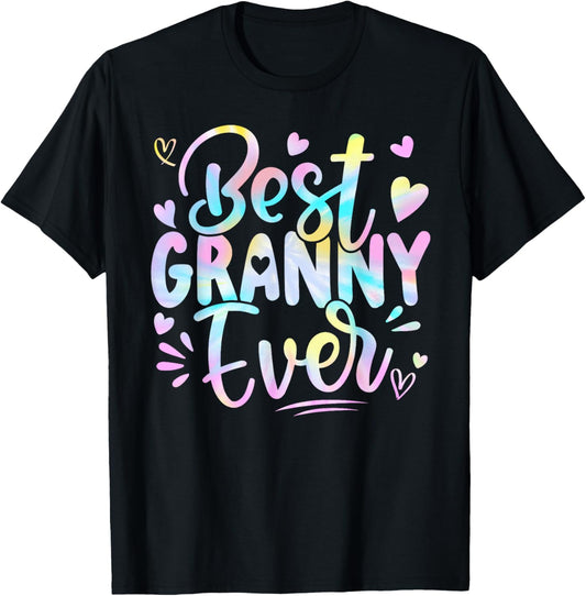 Best Granny Ever Mama Grandma Mother's Day Tie Dye Women T-Shirt - T-Shirt | Black