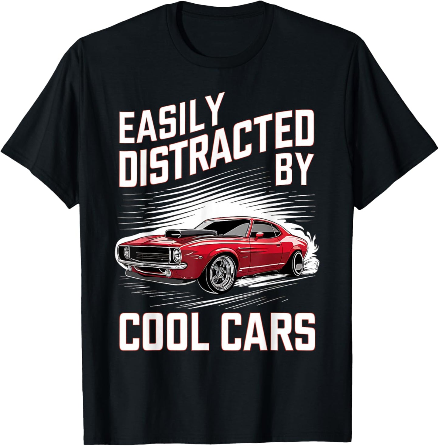 Boys Vintage Muscle Car Easily Distracted by Cool Cars T-Shirt - T-Shirt | Black