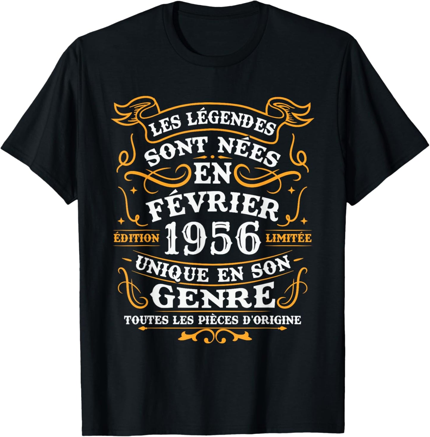 Vintage Cadeau d'anniversaire 70 Ans Nés en Février 1956 T-Shirt - T-Shirt | Black
