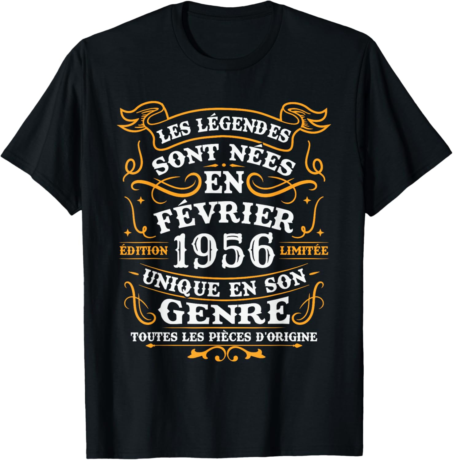 Vintage Cadeau d'anniversaire 70 Ans Nés en Février 1956 T-Shirt - T-Shirt | Black