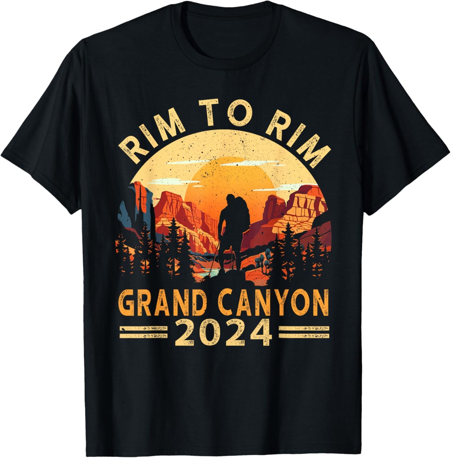 South Rim To North Rim Grand Canyon 2024 Hiking T-Shirt - T-Shirt | Black