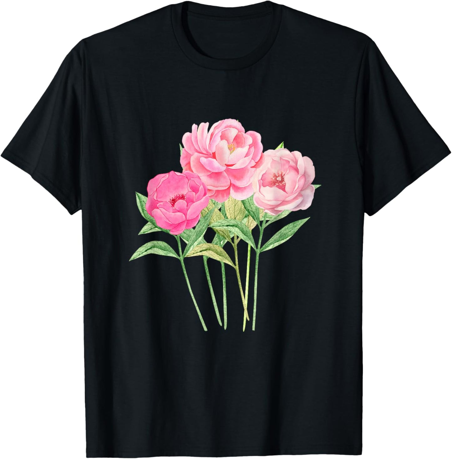 Peony Flower - Bouquet of Peonies Women and Girls T-Shirt - T-Shirt | Black