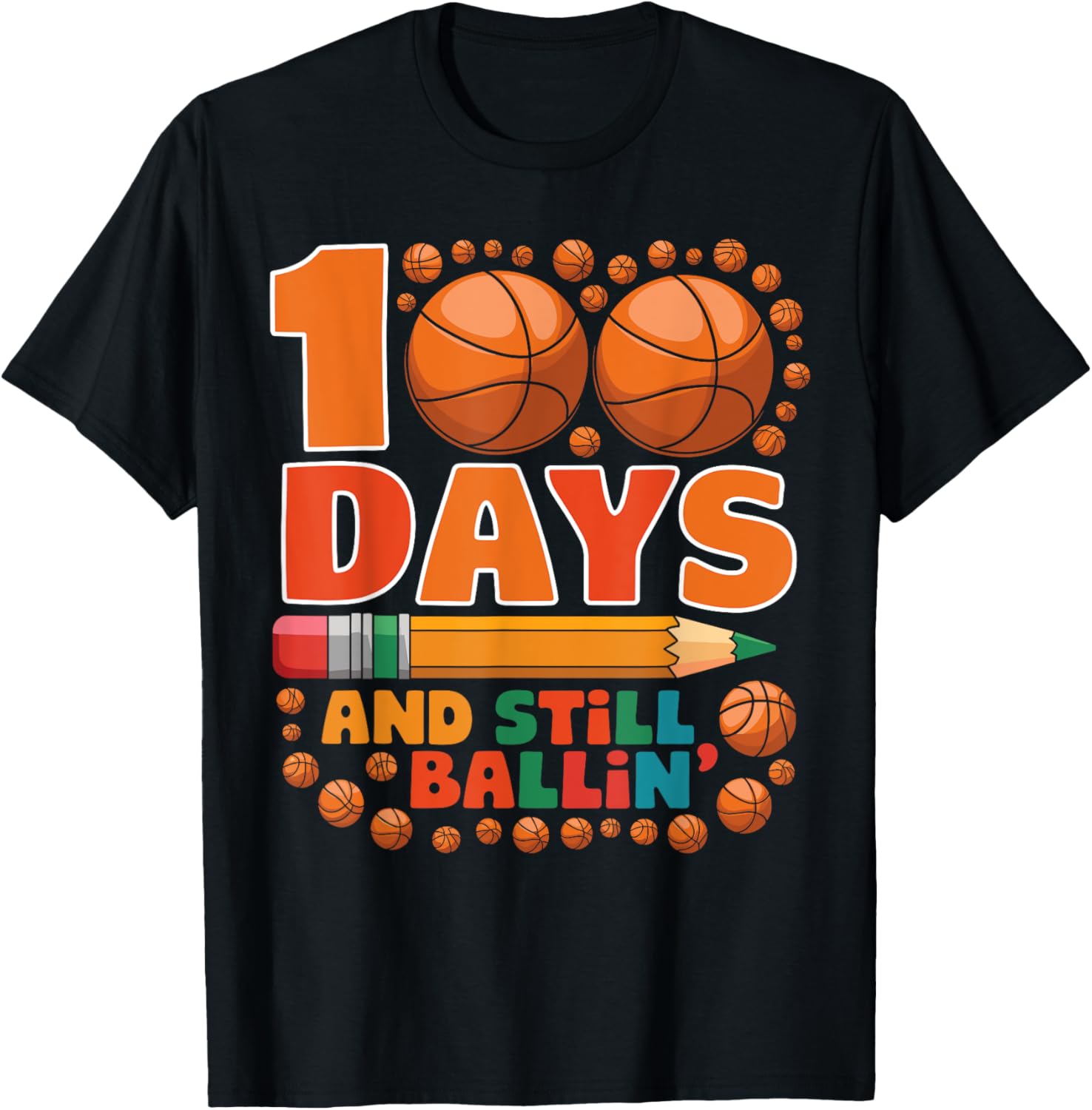 100 Days Of School 100th Day Of School Basketball Kids Boys T-Shirt - T-Shirt | Black