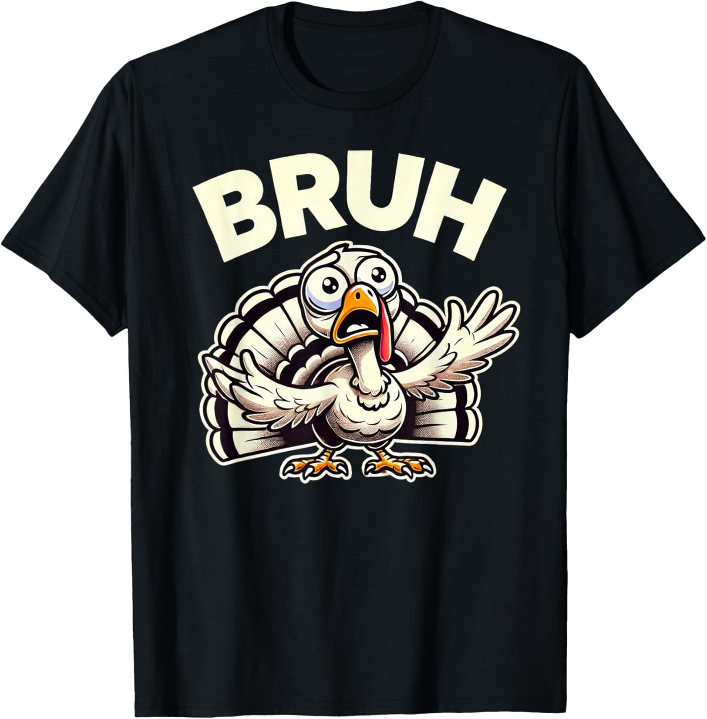 Funny Thanksgiving Turkey Kids Boys Girls Bruh T-Shirt - T-Shirt | Black