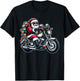 Santa Claus on Motorcycle Funny Biker Christmas Xmas Lights T-Shirt - T-Shirt | Black