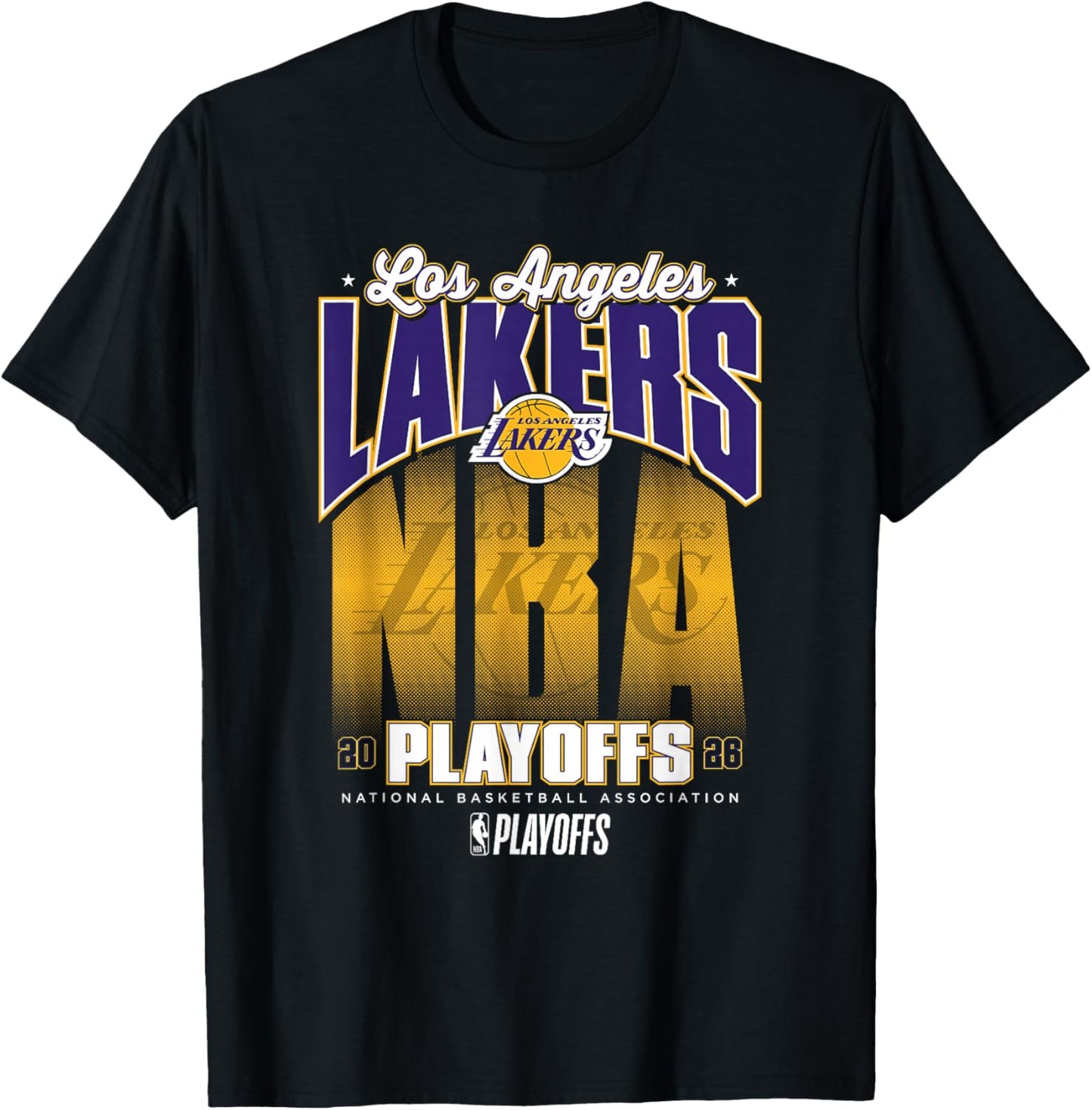 NBA Official 2026 Playoffs Los Angeles Lakers Fade T-Shirt - T-Shirt | Black