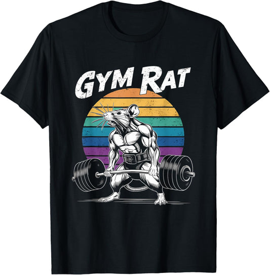 Muscular Gym Rat Weightlifting Bodybuilding Workout T-Shirt - T-Shirt | Black