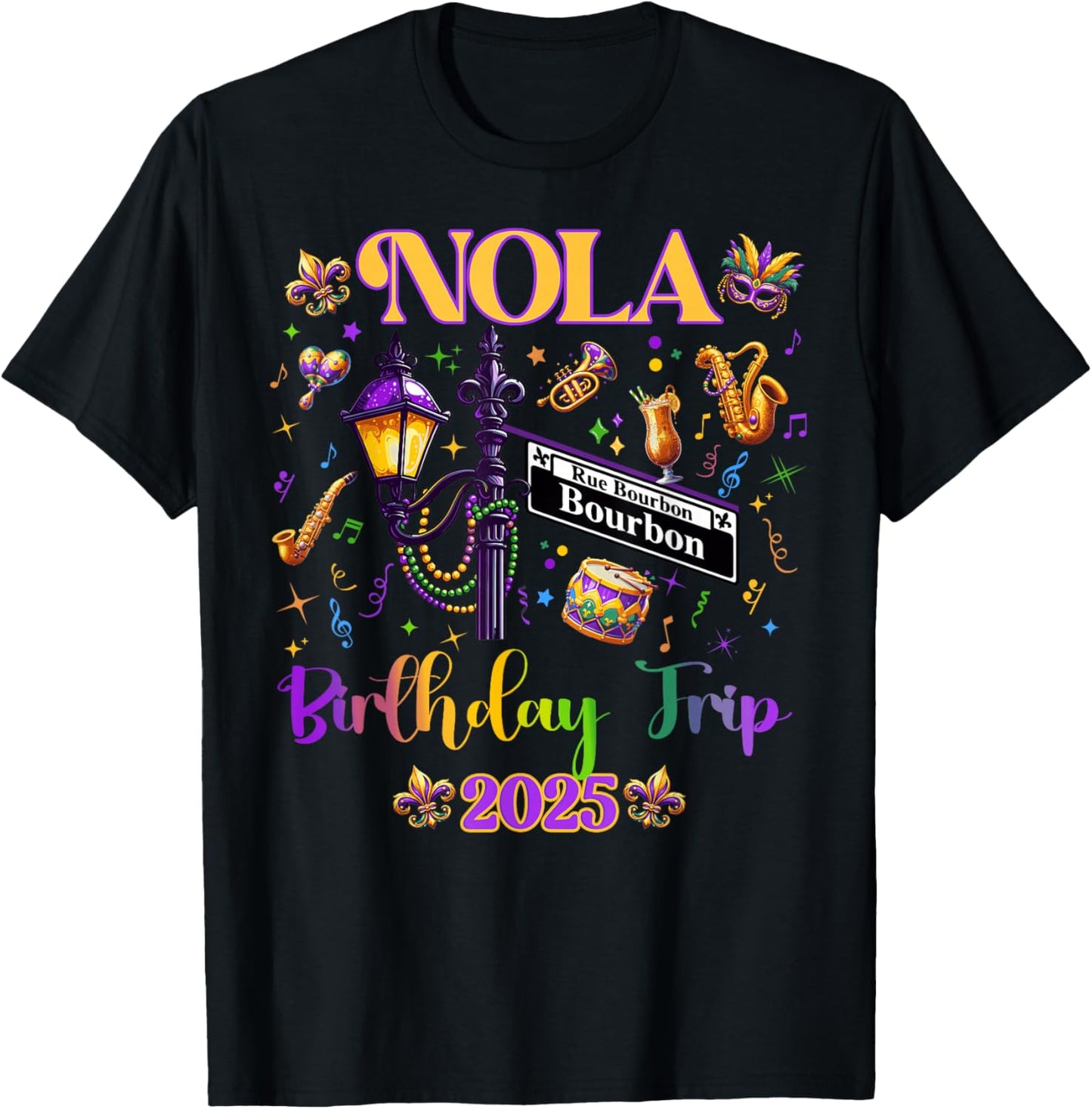New Orleans Nola 2025 Girls' Birthday Bachelorette T-Shirt - T-Shirt | Black
