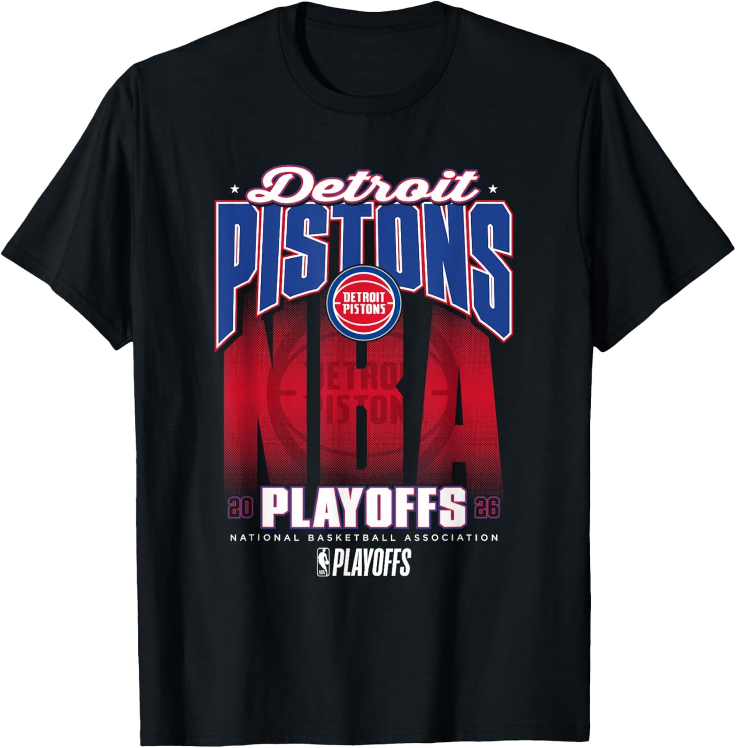 NBA Official 2026 Playoffs Detroit Pistons Fade T-Shirt - T-Shirt | Black