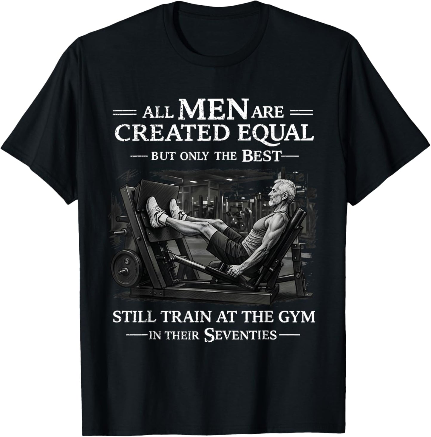 Funny Strong Men Seventies Gym Fitness Motivation 70S Quotes T-Shirt - T-Shirt | Black