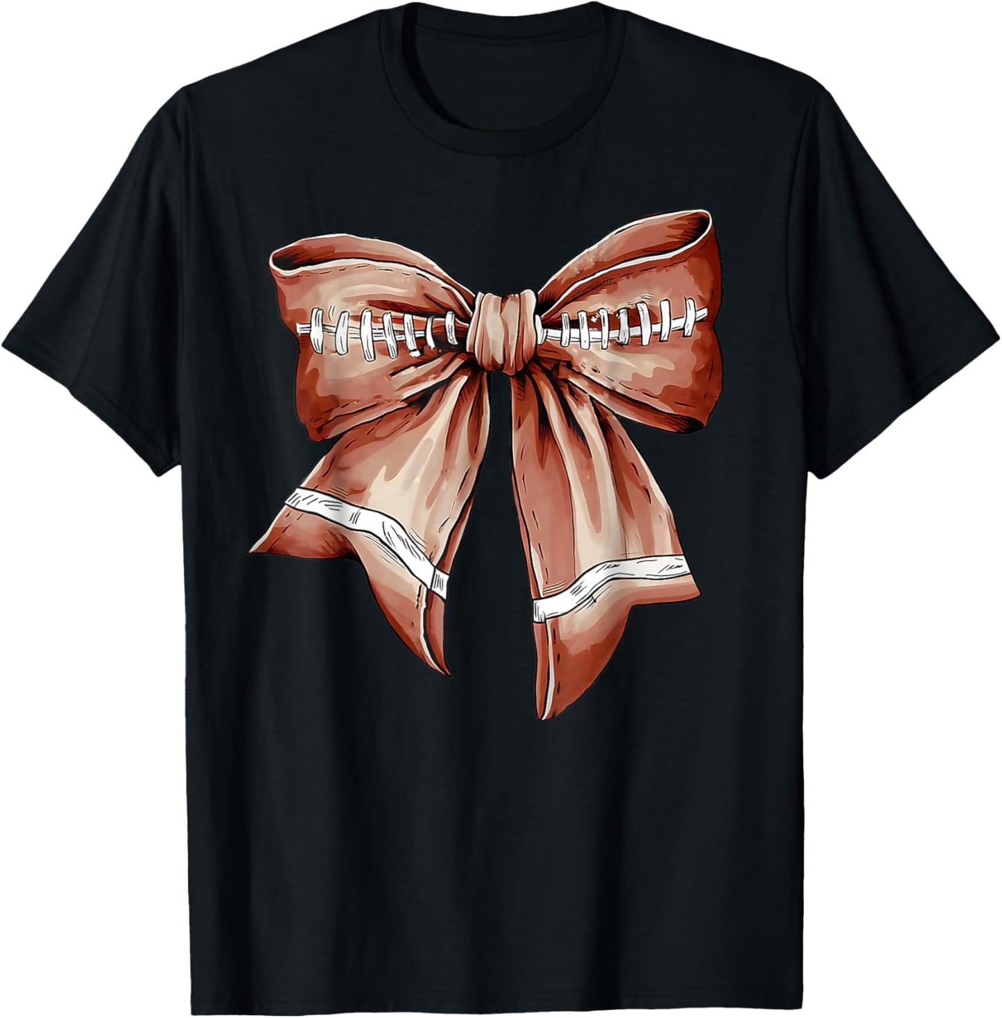 Coquette Bow Pumpkin American Football Thanksgiving Autumn T-Shirt - T-Shirt | Black