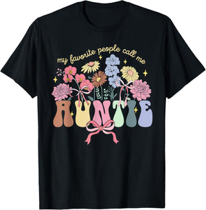 My Favorite People Call Me Auntie Floral Mother's Day T-Shirt - T-Shirt | Black