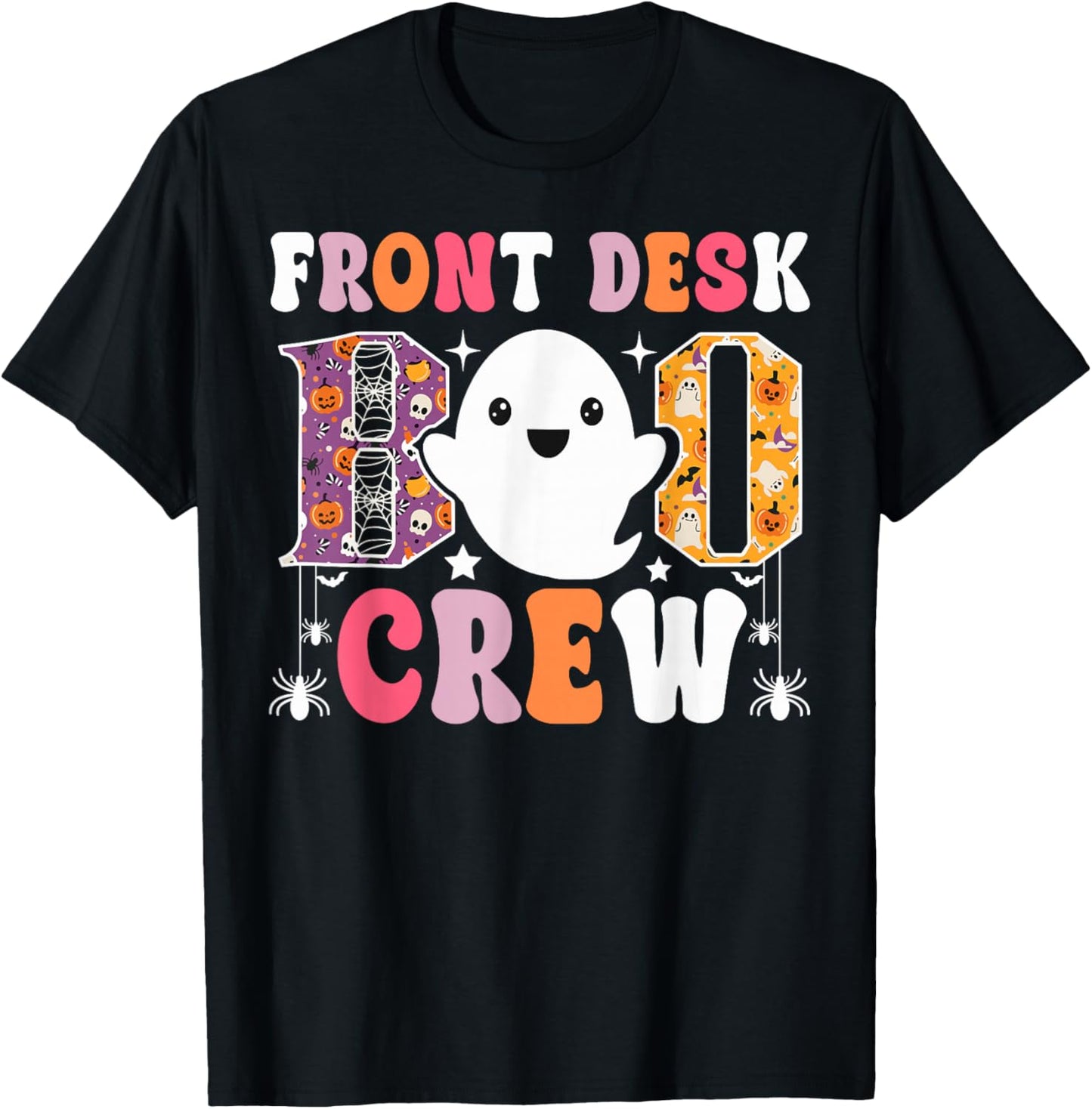 Front Desk Boo Crew Receptionist Ghost Halloween Office Team T-Shirt - T-Shirt | Black