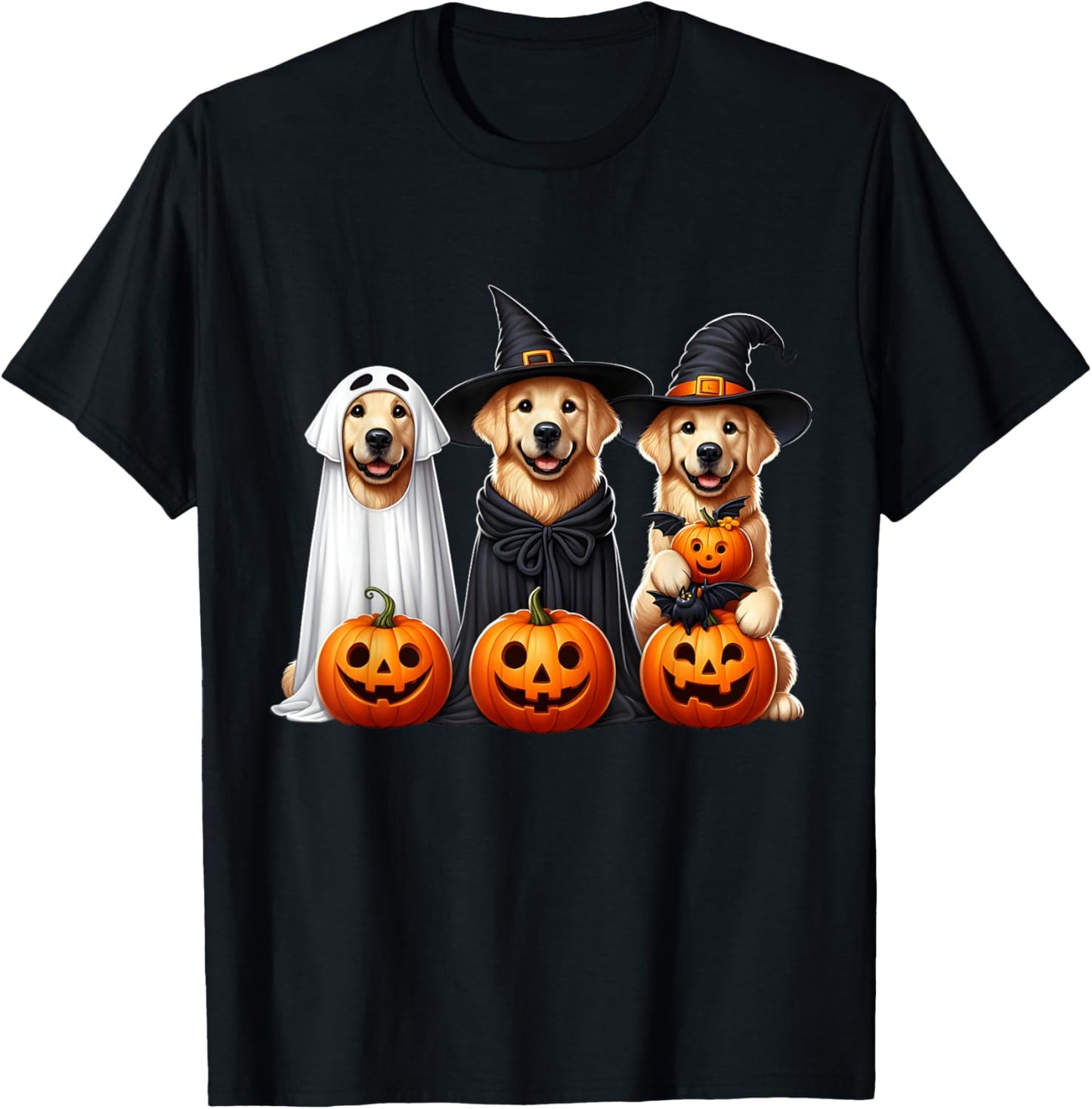 Golden Retriever Ghost Halloween Dog Lovers Men Women Kids T-Shirt - T-Shirt | Black
