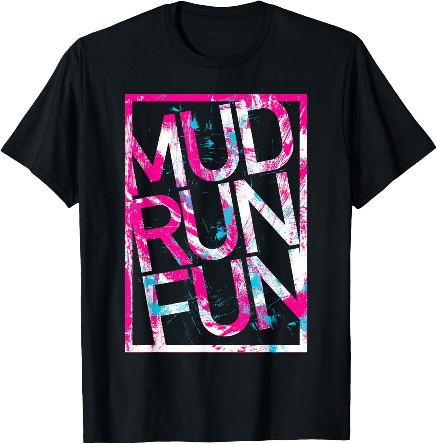 Mud Run Fun CROOKED Mudder PINK Trail Running and Mudding T-Shirt - T-Shirt | Black