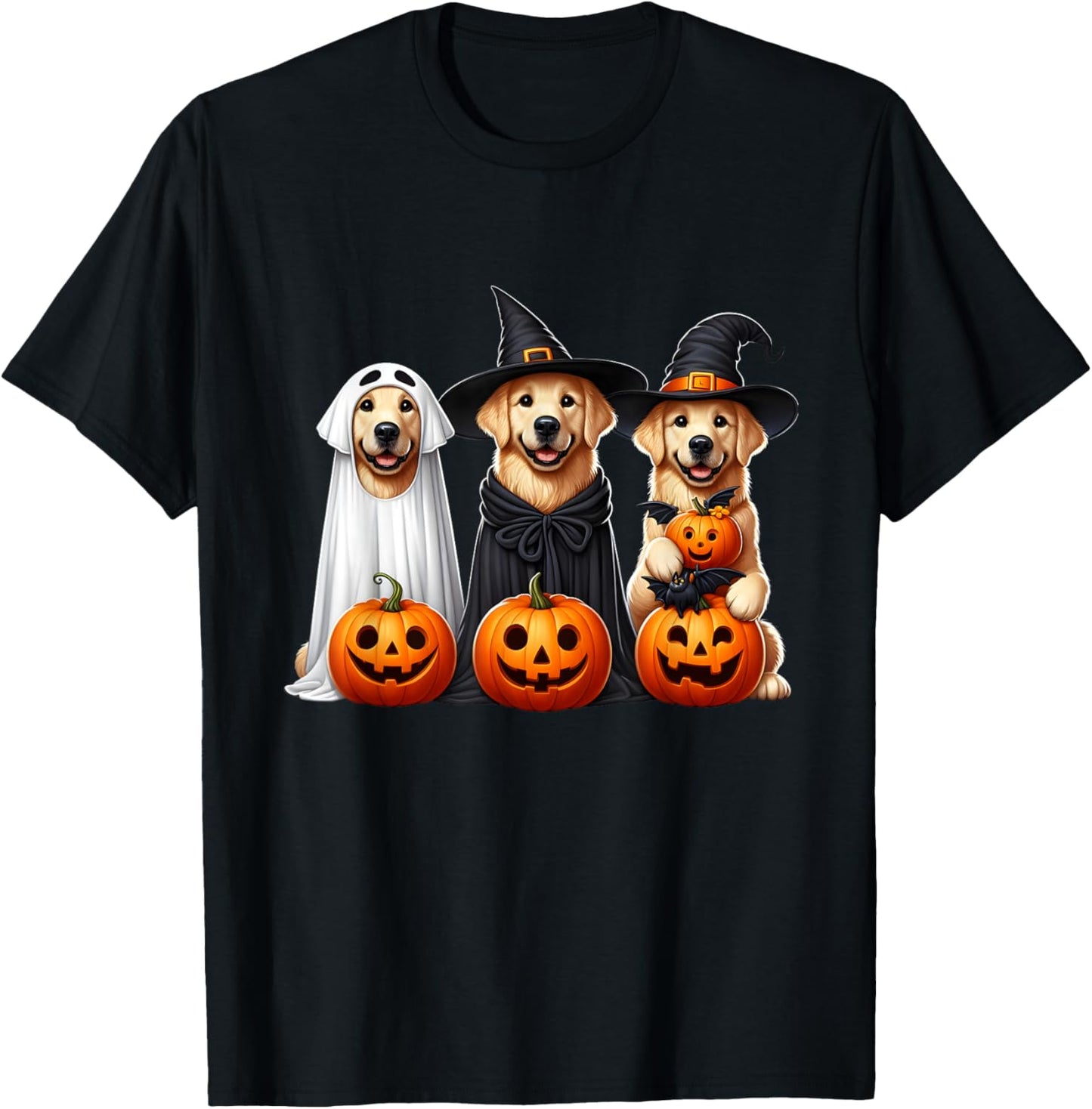 Golden Retriever Ghost Halloween Dog Lovers Men Women Kids T-Shirt - T-Shirt | Black